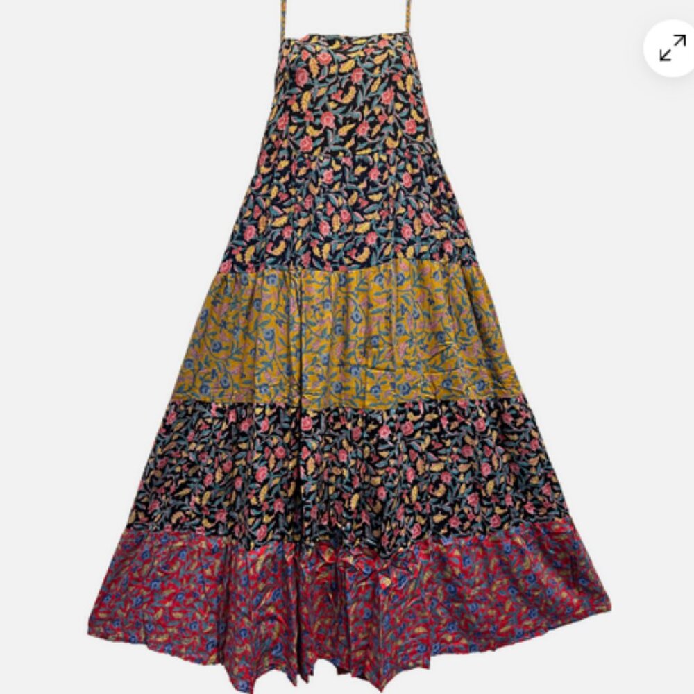 Nwt SACRED THREADS floral bohemian funky hippy rayon tank DRESS S/M
